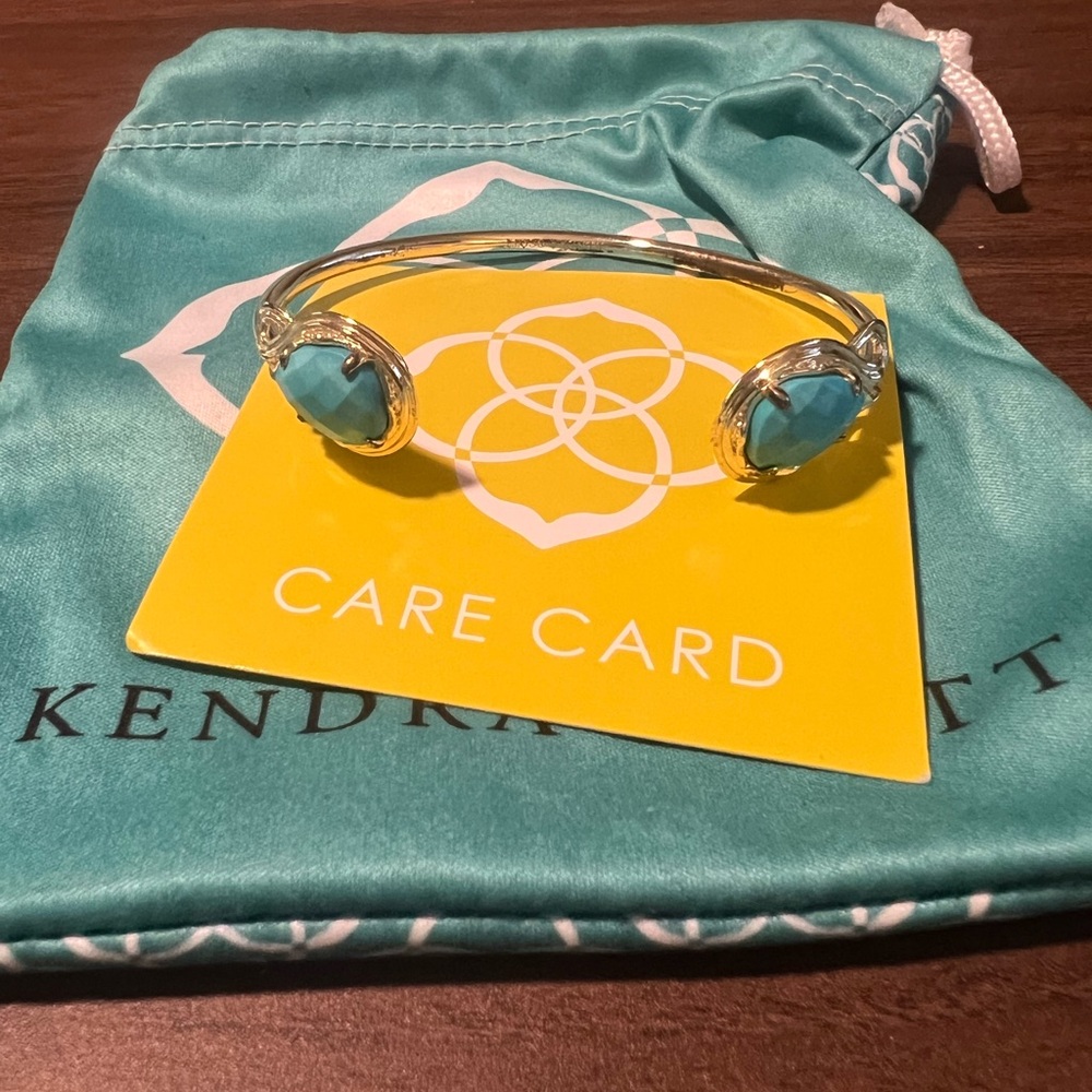 Kendra Scott Gold Cuff with Turquoise Stones adjustable